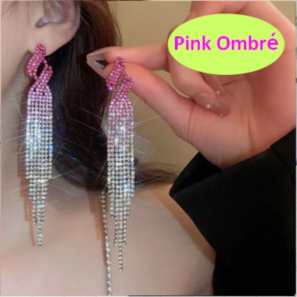 🍏50% OFF/3+...Colourful Rhinestone Tassel Earrings - Picture 3 of 5